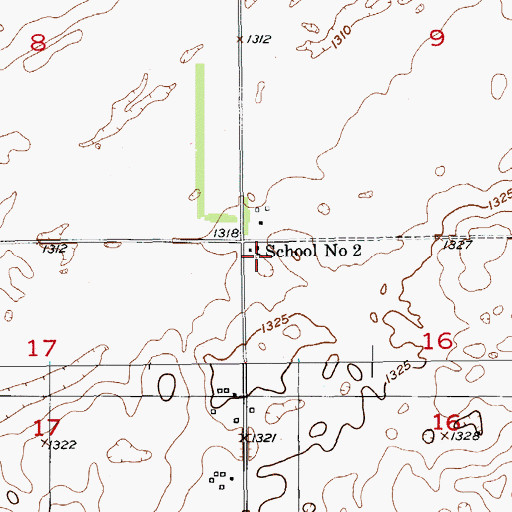 Topographic Map of School Number 2, ND
