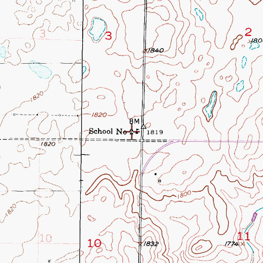 Topographic Map of School Number 2, ND