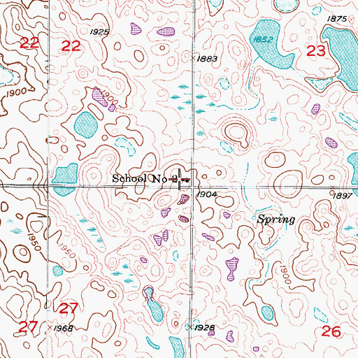 Topographic Map of School Number 2, ND