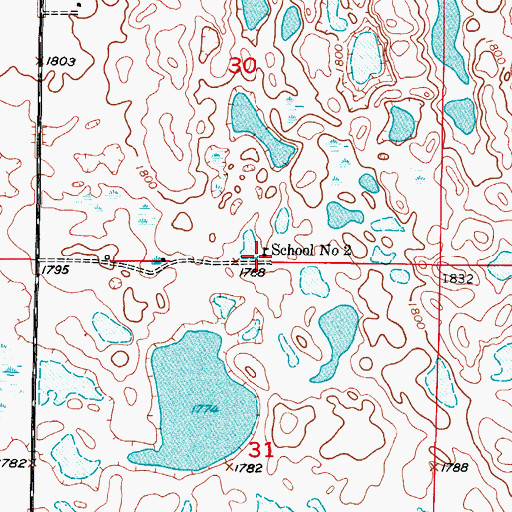 Topographic Map of School Number 2, ND
