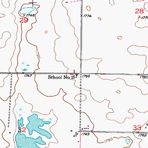 Topographic Map of School Number 2, ND