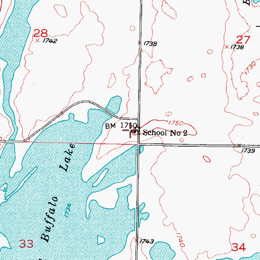 Topographic Map of School Number 2, ND