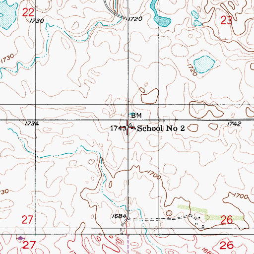 Topographic Map of School Number 2, ND