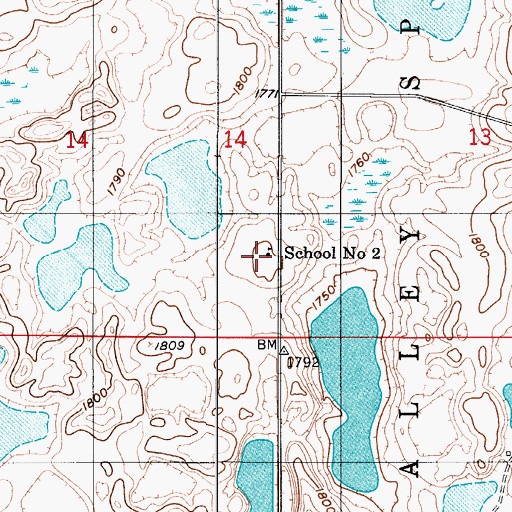 Topographic Map of School Number 2, ND