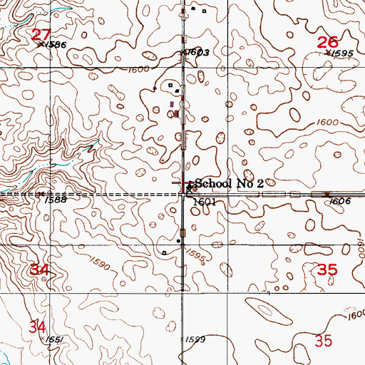 Topographic Map of School Number 2, ND
