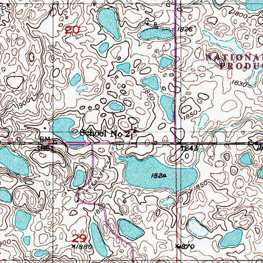 Topographic Map of School Number 2, ND