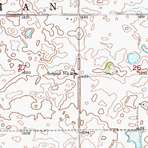 Topographic Map of School Number 2, ND