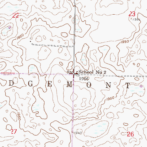 Topographic Map of School Number 2, ND