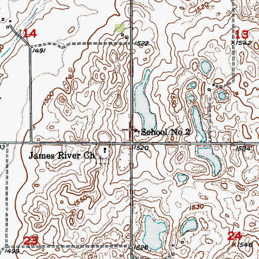 Topographic Map of School Number 2, ND