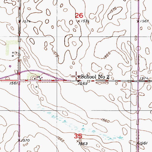 Topographic Map of School Number 2, ND