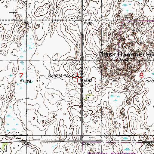 Topographic Map of School Number 2, ND