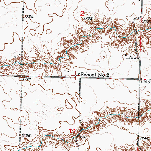 Topographic Map of School Number 2, ND