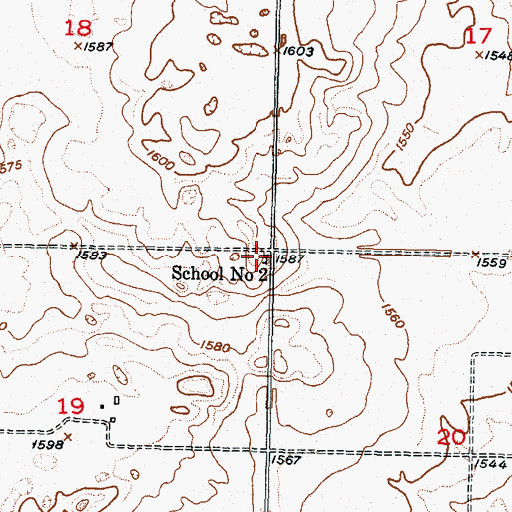Topographic Map of School Number 2, ND