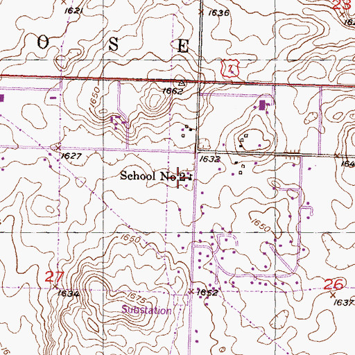 Topographic Map of School Number 2, ND