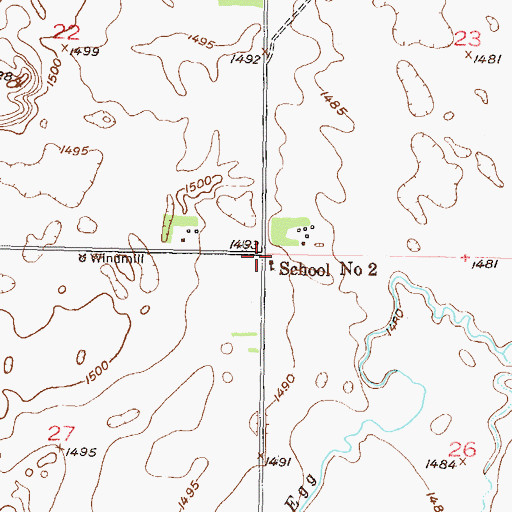 Topographic Map of School Number 2, ND