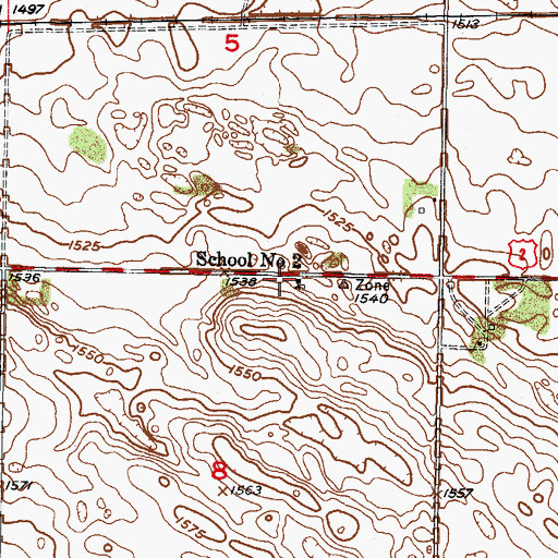 Topographic Map of School Number 2, ND