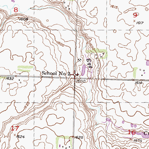 Topographic Map of School Number 2, ND