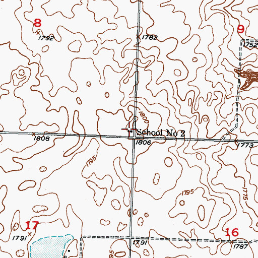 Topographic Map of School Number 2, ND