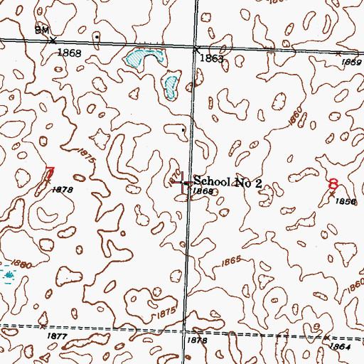 Topographic Map of School Number 2, ND