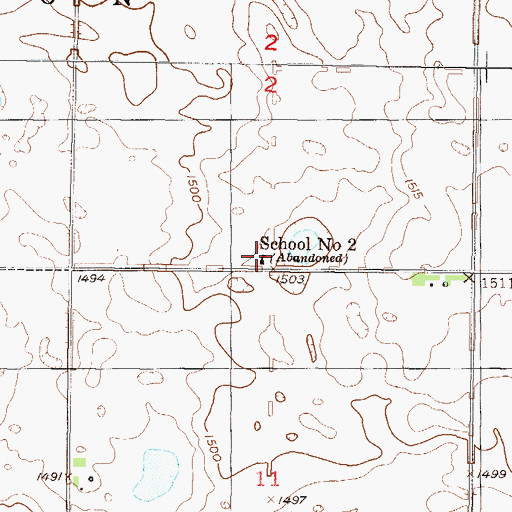 Topographic Map of School Number 2, ND