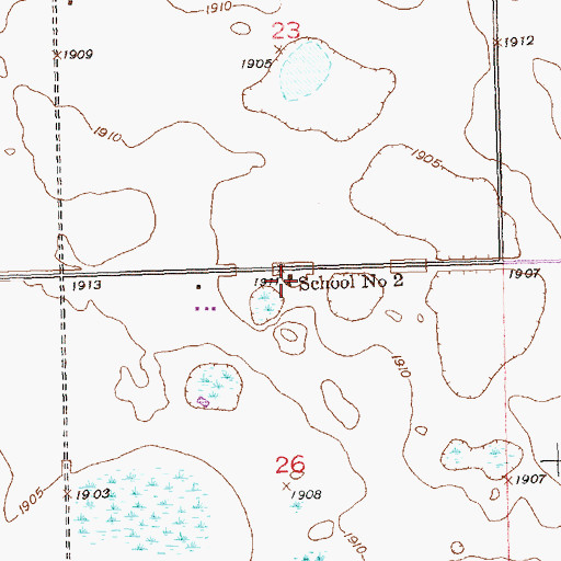 Topographic Map of School Number 2, ND