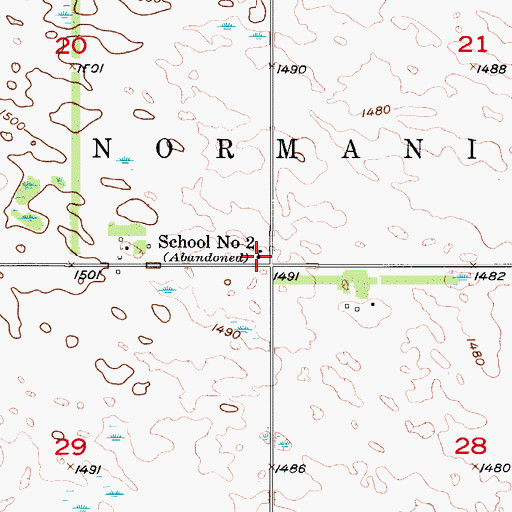 Topographic Map of School Number 2, ND