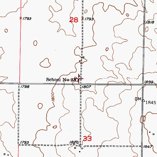 Topographic Map of School Number 28, ND