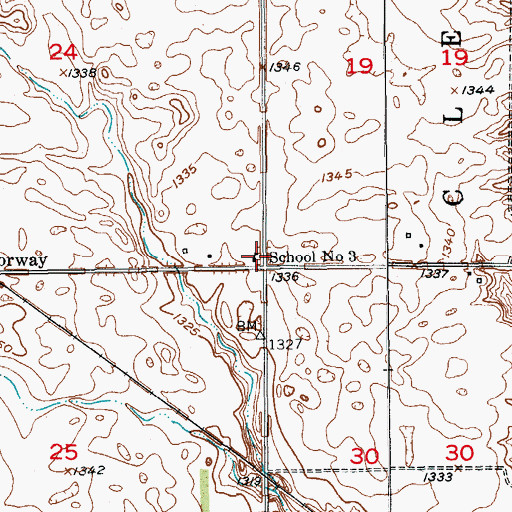Topographic Map of School Number 3, ND