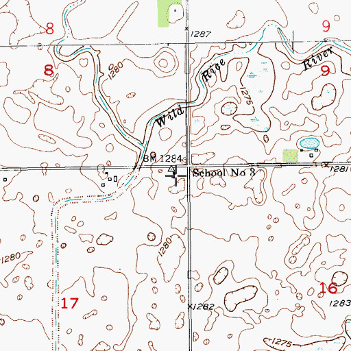 Topographic Map of School Number 3, ND