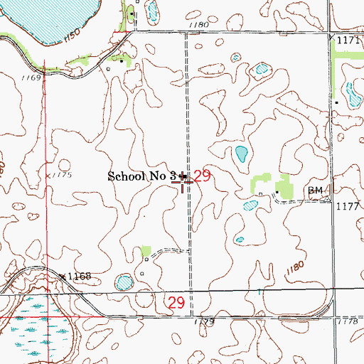 Topographic Map of School Number 3, ND