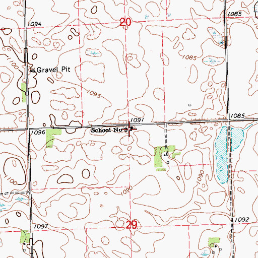 Topographic Map of School Number 3, ND