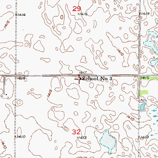 Topographic Map of School Number 3, ND
