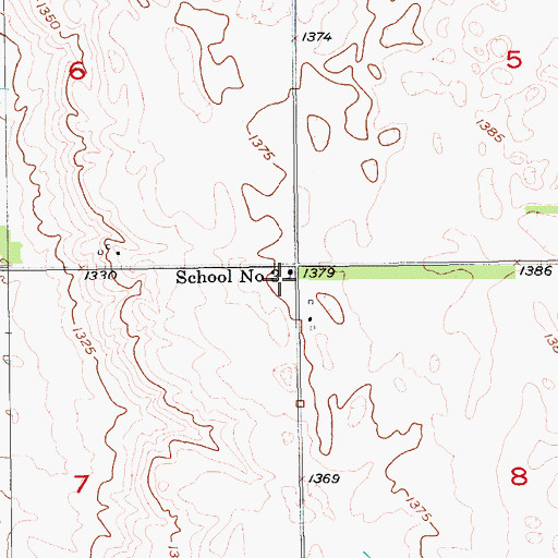 Topographic Map of School Number 3, ND