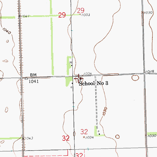 Topographic Map of School Number 3, ND