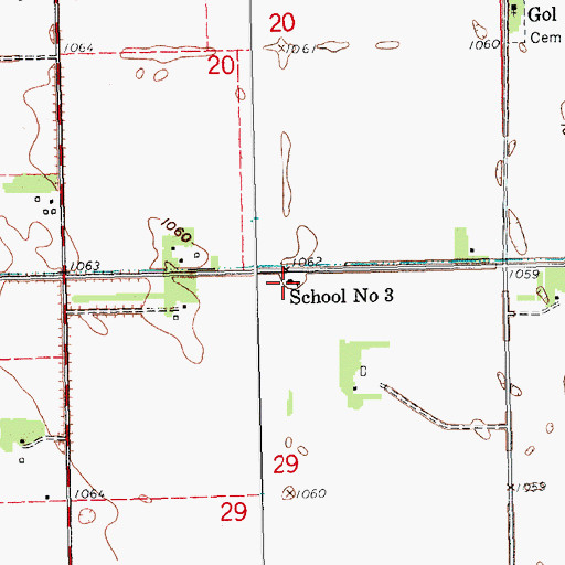 Topographic Map of School Number 3, ND