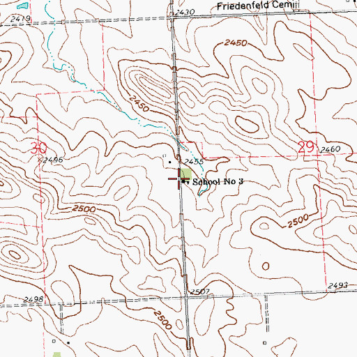 Topographic Map of School Number 3, ND