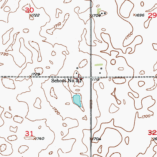 Topographic Map of School Number 3, ND