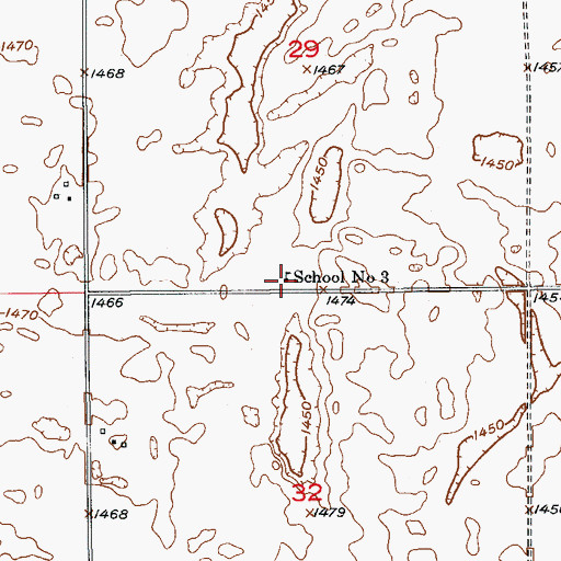 Topographic Map of School Number 3, ND