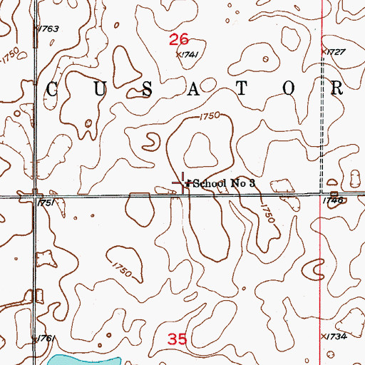 Topographic Map of School Number 3, ND