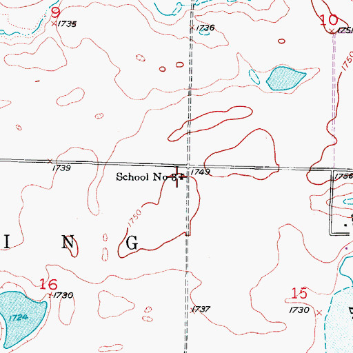 Topographic Map of School Number 3, ND