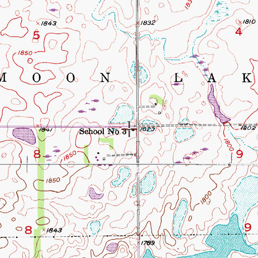 Topographic Map of School Number 3, ND