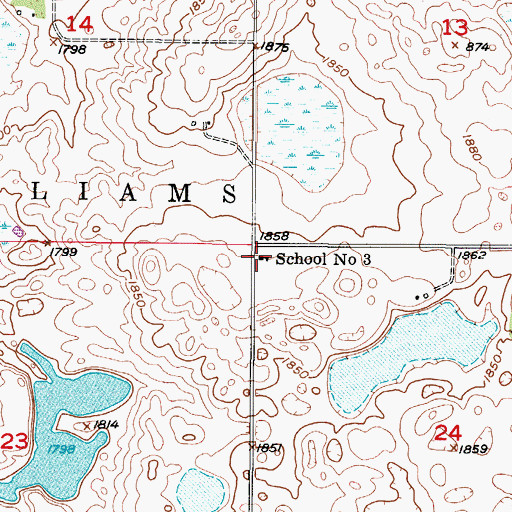 Topographic Map of School Number 3, ND