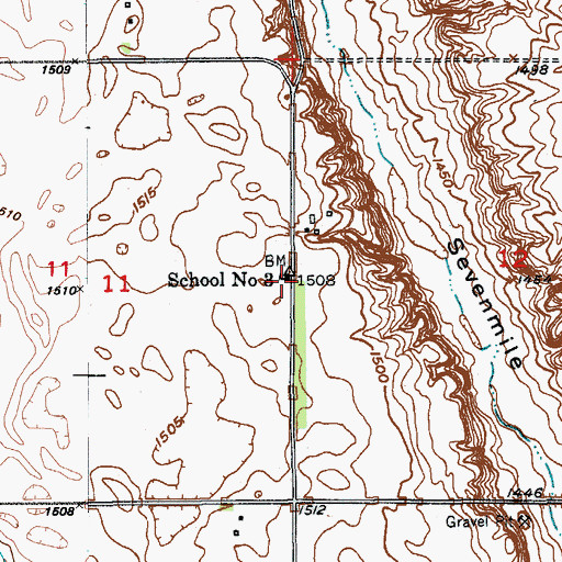 Topographic Map of School Number 3, ND