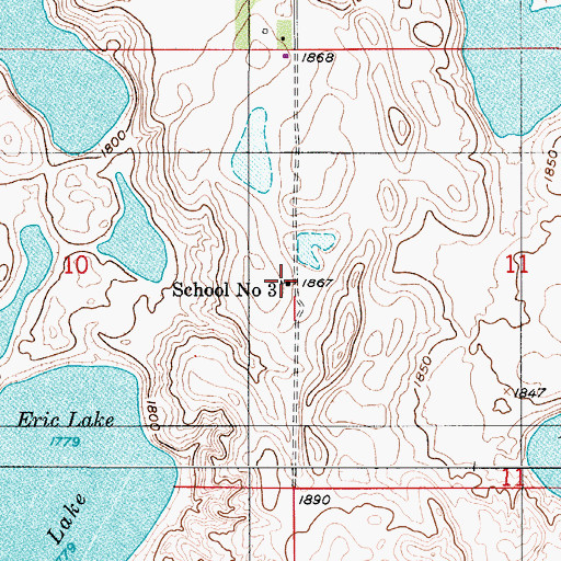 Topographic Map of School Number 3, ND