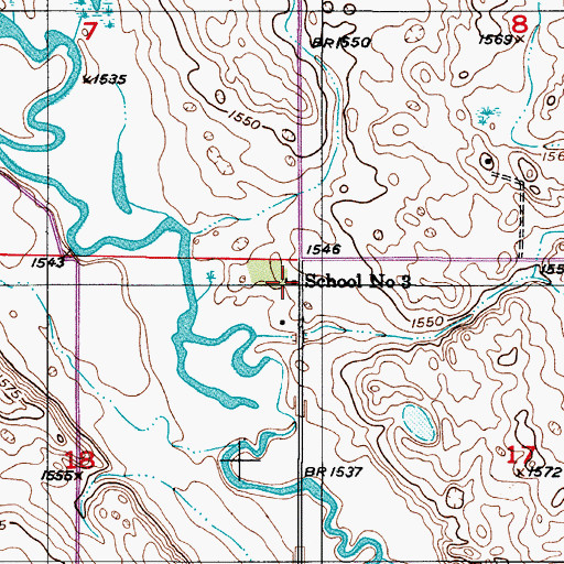 Topographic Map of School Number 3, ND