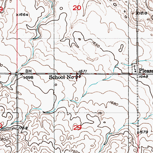 Topographic Map of School Number 3, ND