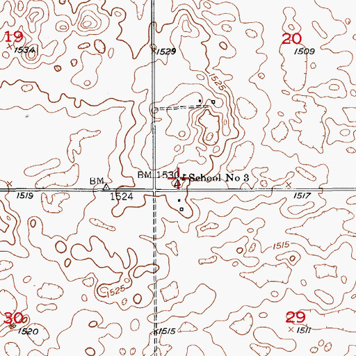 Topographic Map of School Number 3, ND
