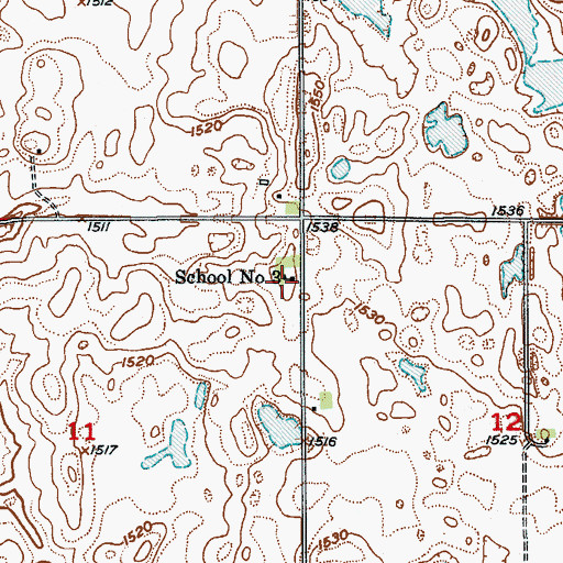 Topographic Map of School Number 3, ND
