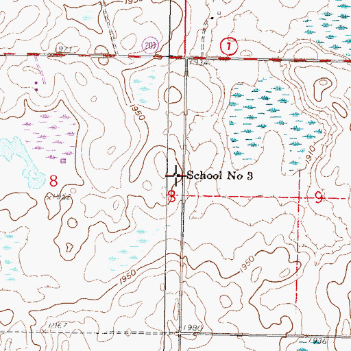 Topographic Map of School Number 3, ND