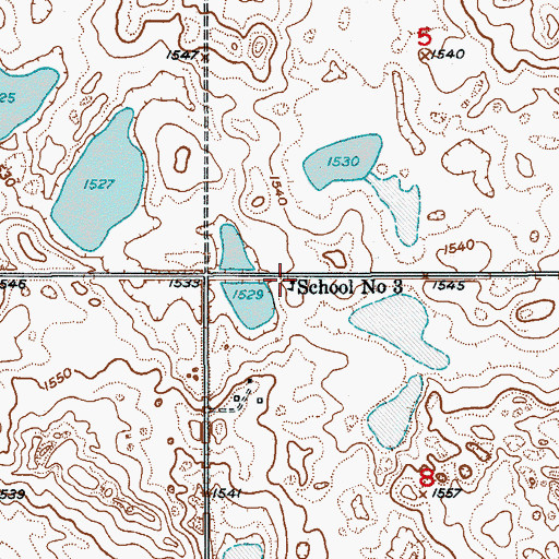 Topographic Map of School Number 3, ND